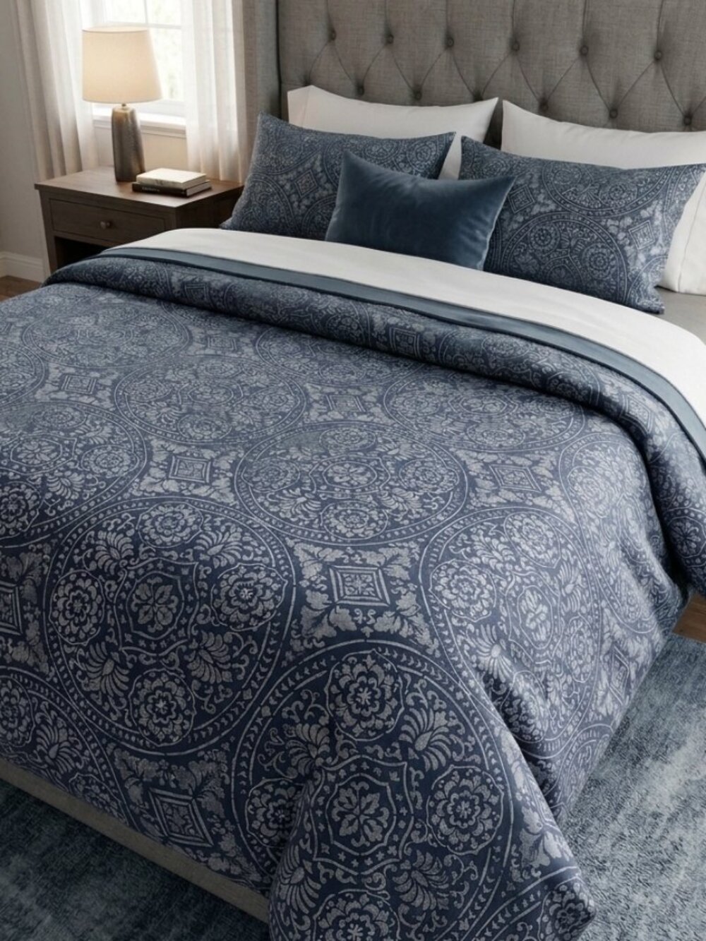 Pottery Barn King/Cal King Cairns Medallion Duvet Cover + 2 Shams